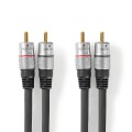 2*RCA-2*RCA cable 1.5m Gilded tips Alumiinium Premium, Black