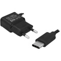 Toiteadapter laadija 5V 2.1A USB C 1m, Must