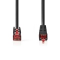 CAT6 Patch ethernet cable straight and corner plug 1m,  S/FTP gigabit LSZH PiMF, Black