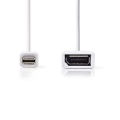 Mini Displayport pistik - Displayport pesa adapterkaabel 1.2 Valge