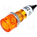 Indicator lamp, 230VAC d=10mm h=37.5/8mm Orange