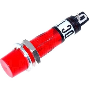 Индикаторная лампа 12V d=7.5mm h=32.8/5.5mm Красная