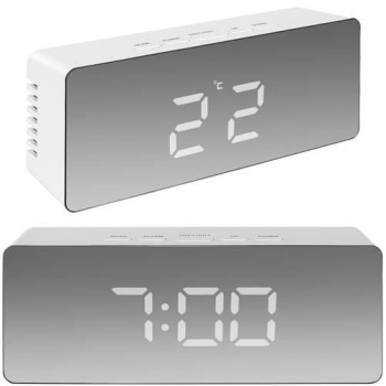 Настольные часы-будильник, термометр, Белый 3xAAA