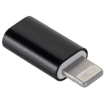 Üleminek Micro USB pesa - Lightning pistik Must