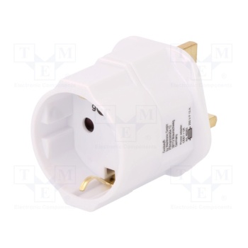 UK plug-> EUR socket travel adapter white