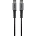 USB-C 3.1 штекер - USB-C 3.1 штекер кабель 1м, 3А Серый Текстиль