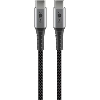USB-C - USB-C kaabel 1m 3A hall tekstiil metall pistikud