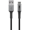 USB A 2.0 штекер - USB-C штекер кабель 0.5м, 3А Серый Текстиль