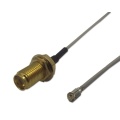 RF - Koaksiaalkaabel, 90° Plug to SMA Bulkhead Jack, 1.37mm, 50 ohm, 10cm