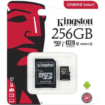 Mälukaart 256GB Micro SD Class10 Kingston Canvas Select Plus