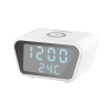 Цифровые часы будильник с индуктивным QI зарядным устройством + USB-C Белые
