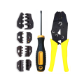 Contact crimping pliers set with 5 bits