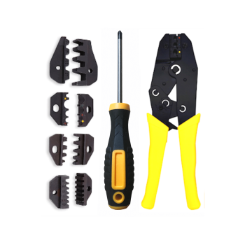 Contact crimping pliers set with 5 bits