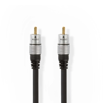 RCA-RCA cable 5m Gilded tips Alumiinium Premium, 6mm Grey