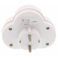 Plug wall tap to 2 Outlet sockets splitter with grounding 16A 230VAC IP20 with switch White