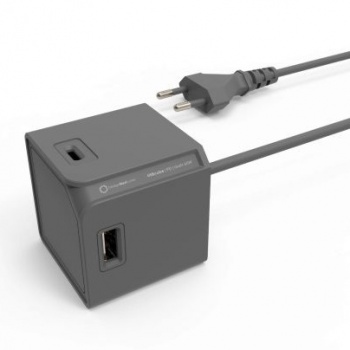 Charger, power supply USBcube 3m wire PD 65W Grey 4xUSB