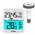 Pool thermometer with wireless sensor, room temperature