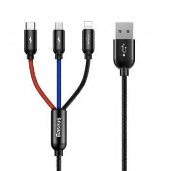 USB triple cable USB-C, Lightning, Micro B 1.2m