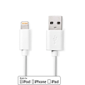 USB 2.0 - Apple Lightning kaabel 2m, valge MFI