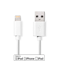 USB 2.0 - Apple Lightning kaabel 1m, valge MFI