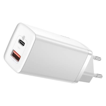 Быстрая USB зарядка Baseus GaN2 Lite USB-C USB-A 65W белый