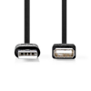 USB A-A extending cable 1m, black