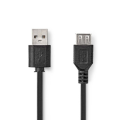 USB A-A pikenduskaabel 1m 2.0hi-sp, must vaskkaabel