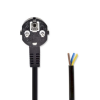 230VAC power cable, H05VV-F 3G0.75, 1.8m, black
