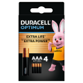 Patareid 4tk pakis AAA LR3 1.5V Duracell Optimum