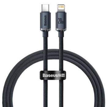 Baseus Crystal cable USB-C -> Lightning, 20W, PD, 1.2m (черный)
