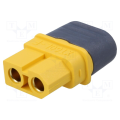 Plug; DC supply; XT60; female; PIN:2; for cable; soldered; 6