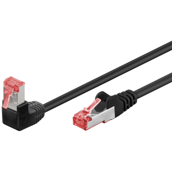 Patch cable 90° Angled 1m CAT6 Cu S/FTP LSZH black