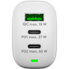 USB зарядное устройство 65Вт USB-A 18Вт 2xUSB-C 27Вт, 65Вт QC3 PD белый