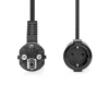 Power extension cord, 2m, black