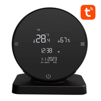 Table temperature and humidity sensor with clock Tuya black