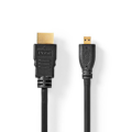 HDMI-micro HDMI 2.0 kaabel 1.5m, must