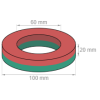 Ring magnet Ø 100/60 mm, height 20 mm, holds approx. 16 kg, ferrite, Y35, no coating