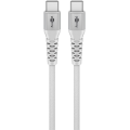 Мягкий текстильный кабель USB-C диаметром 4 мм, 3 м, 3 А, белые металлические разъемы