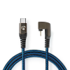 USB-C — кабель Lightning, разъем 180 градусов, 2 м, 3 А, синий нейлон