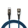 USB-C — кабель Lightning, разъем 180 градусов, 2 м, 3 А, синий нейлон
