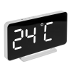 Часы с термометром, черный экран, белые цифры