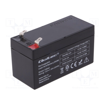 Батарея AGM 12V; 1.3Ah; AGM; maintenance-free