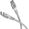 Мягкий текстильный кабель USB-C диаметром 4 мм, 1 м, 3 А, белый металлический штекер