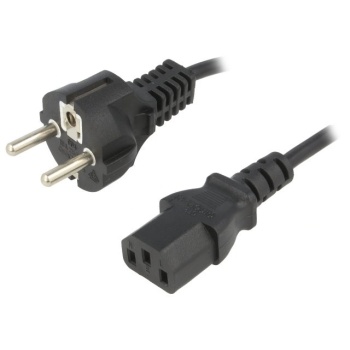 Cable; CEE 7/7 (E/F) plug, IEC C13 female; 3m; black; PVC; 1