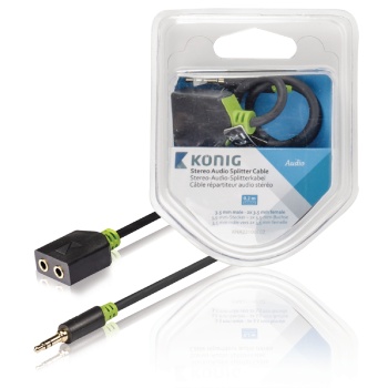 Stereo Audio Cable 3.5 Mm Male - 2x 3.5 Mm Female 0.20 M Anthracite, König