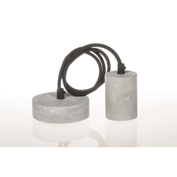 Lamp connector E27 gray stone vintage, black textile wire 1m