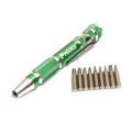 "Pencil" screwdriver, set of 9 tips +,-,TX
