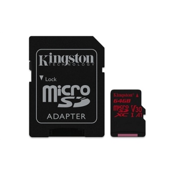 Mälukaart 64GB Micro SDXC UHS-I U3 Kingston Canvas React