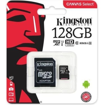 Mälukaart 128GB Micro SD Class10 Kingston Canvas Select