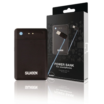 Portable Power Bank Lithium-polymer 2500 Mah Micro Usb Black, Sweex